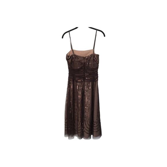 Eliza J Womens Dress Size 4 Brown Sleeveless Sequin Embroidered Empire Waist - Picture 6 of 11